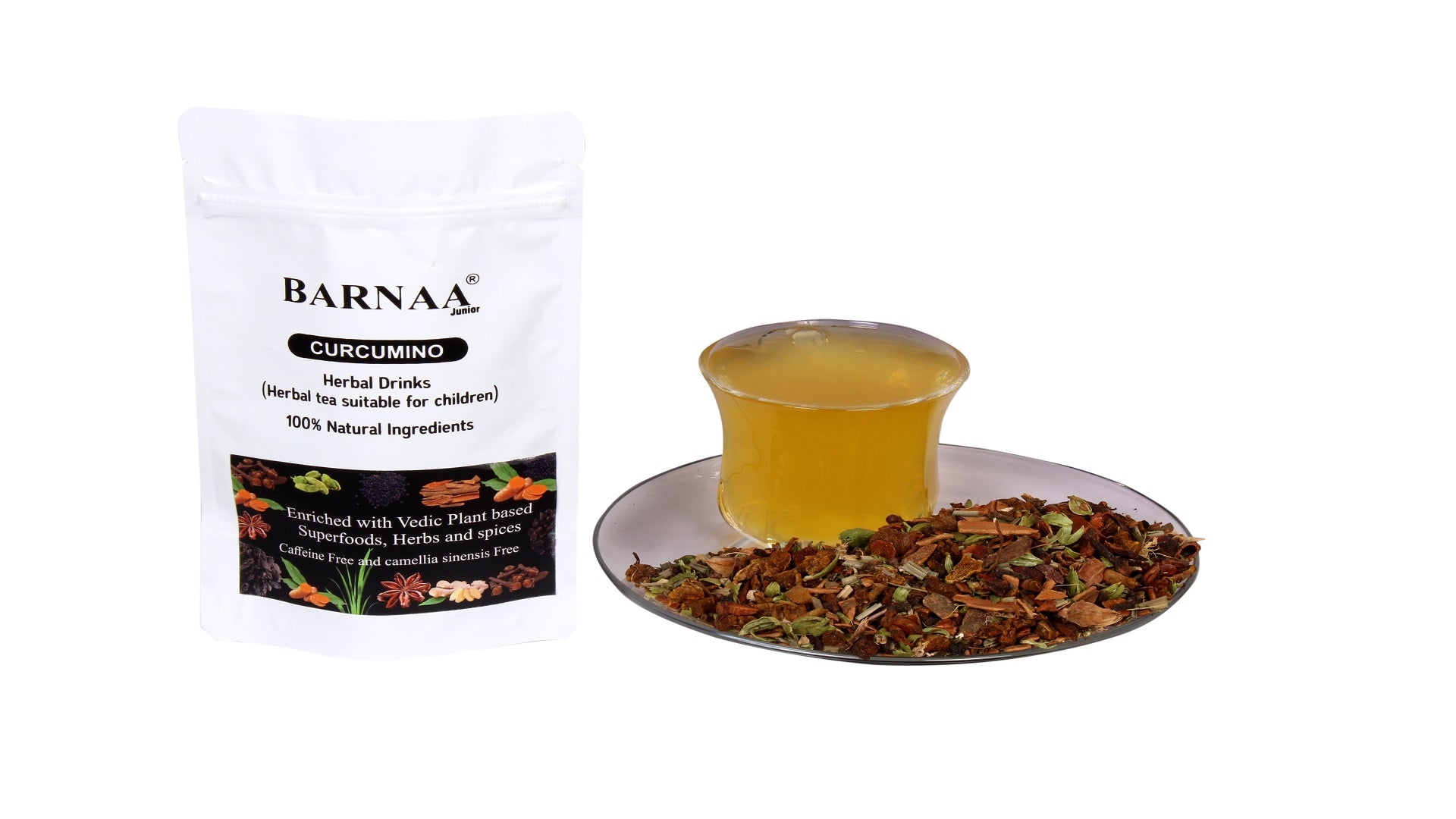 BARNAA CURCUMINO || CHILDREN'S TEA || CAFFEINE-FREE ENERGY DRINK || RICH IN CURCUMIN -38 mg per serve || ZERO ADDED SUGAR || ENERGY 9 KCAL PER SERVE ||