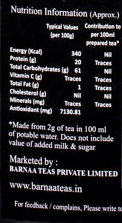 BARNAA ANTI-OXIDANT RICH CTC TEA || ANTIOXIANT 142.6 mg PER SERVING