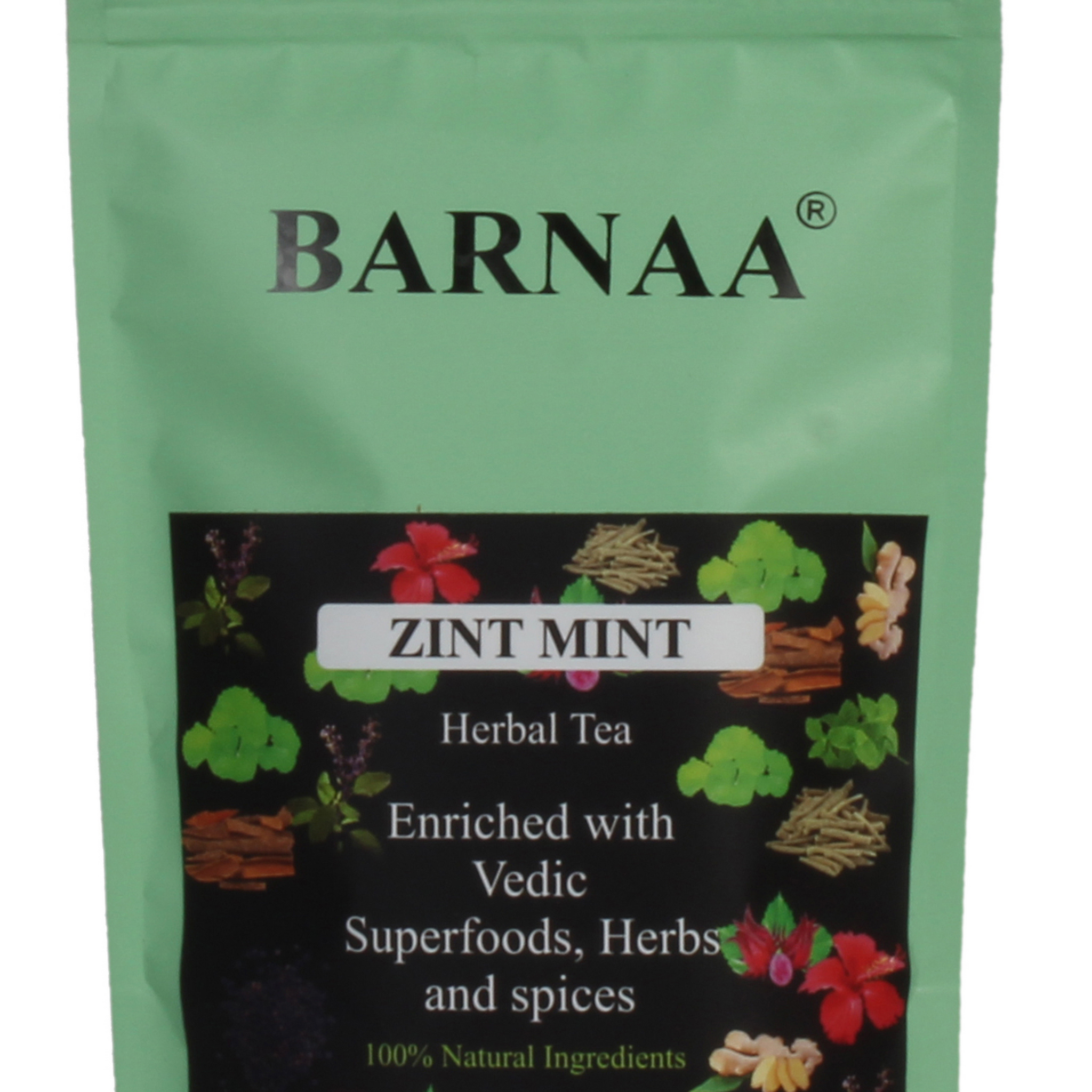 BARNAA ZINT MINT -HERBAL TEA|| BLEND OF AYURVEDIC BRAHMI, ASHWAGANDHA, SPEARMINT, RAM TULSHI AND OTHER HERBS || RICH ANTIOXIDANT || CAFFEINE-FREE